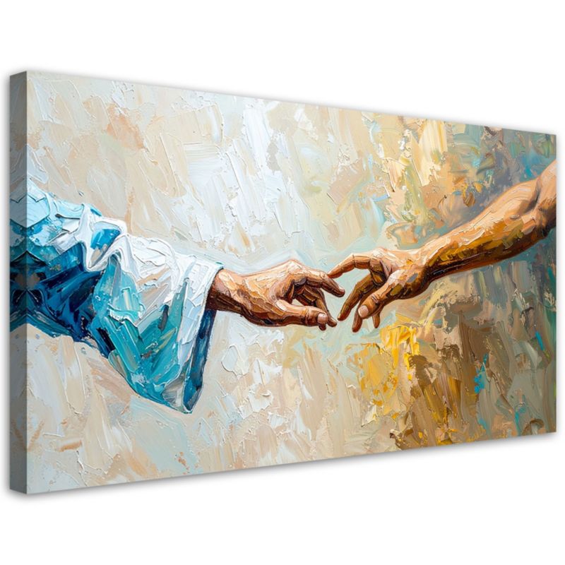 Obraz do salonu sypialni Feeby Stworzenie Adama imitacja farby 120x60cm 1szt