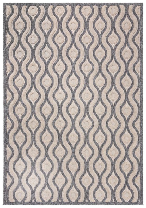 Dywan wewnętrzny/zewnętrzny Cansas FG81A prostokąt Mazovia 160x 230 cm beżowy,kremowy,szary motyw geometryczny krótki włos 1 szt.