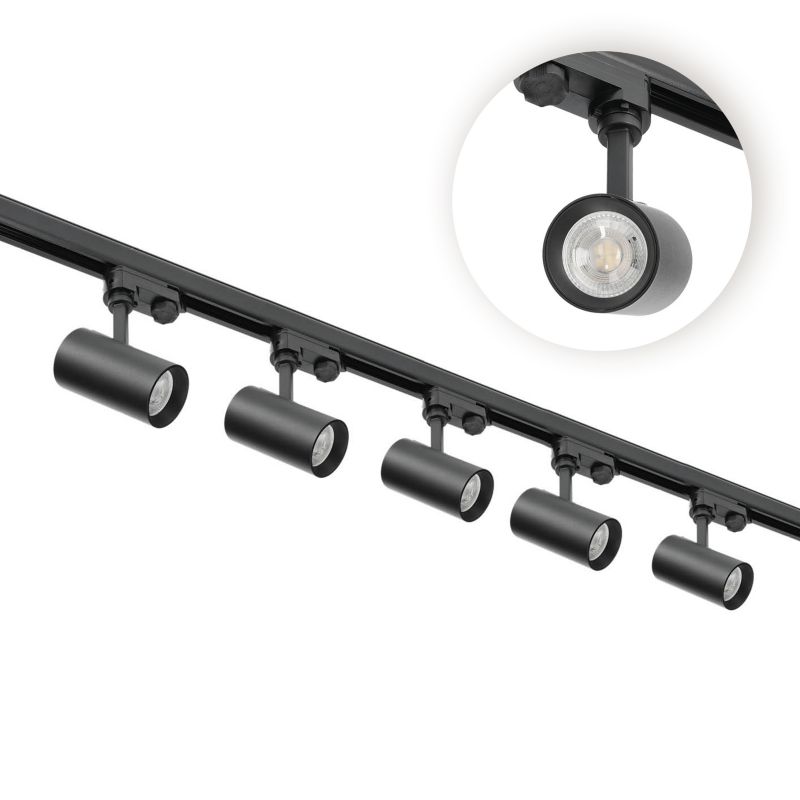 Oświetlenie szynowe 3 fazowe Kobi szyna 2m, 5x Lampa 1kpl.