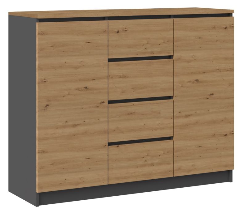 Komoda Topeshop 2D4S 120 BA - Antracyt / Blat Dąb Artisan Szafka 40x120x97 cm 1 szt.