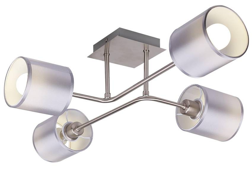 Lampa sufitowa satyna nikiel tkany abażur 4x40W Sax