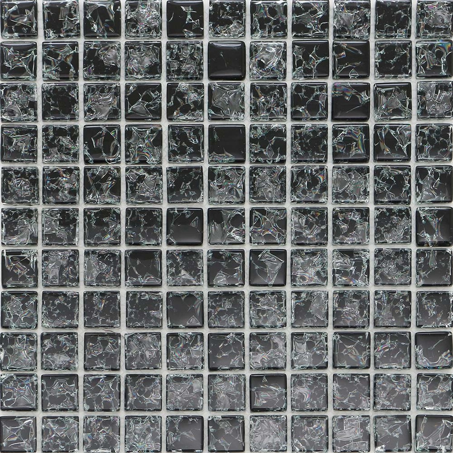 Mozaika szklana kruszona czarna 30 cm x 30 cm