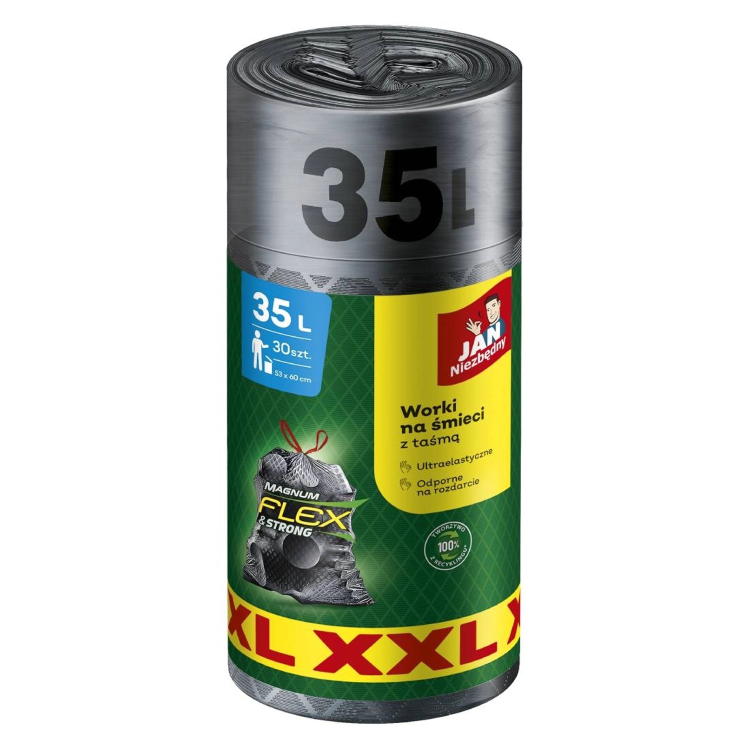 Jan Niezbędny Worki na śmieci Magnum Flexi&Strong z taśmą czarne 35L 30 szt.