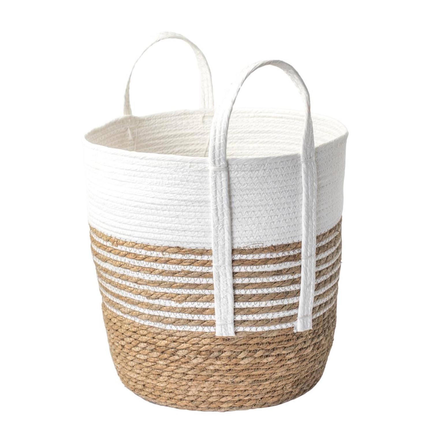 Kosz pleciony z uszami biały L - 30 x 30 x 31 cm