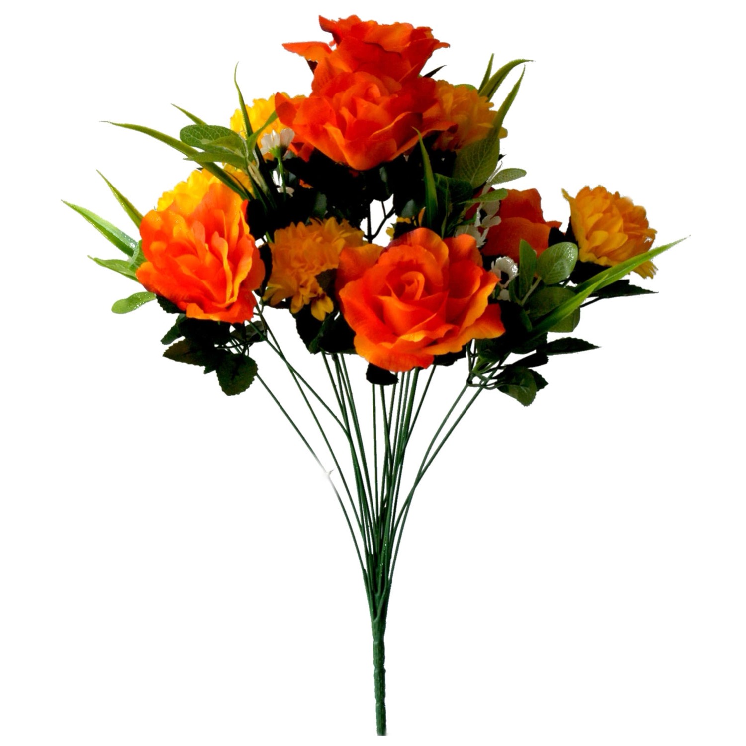 Kompozycja gałązka 12 kwiatów, pomarańczowa