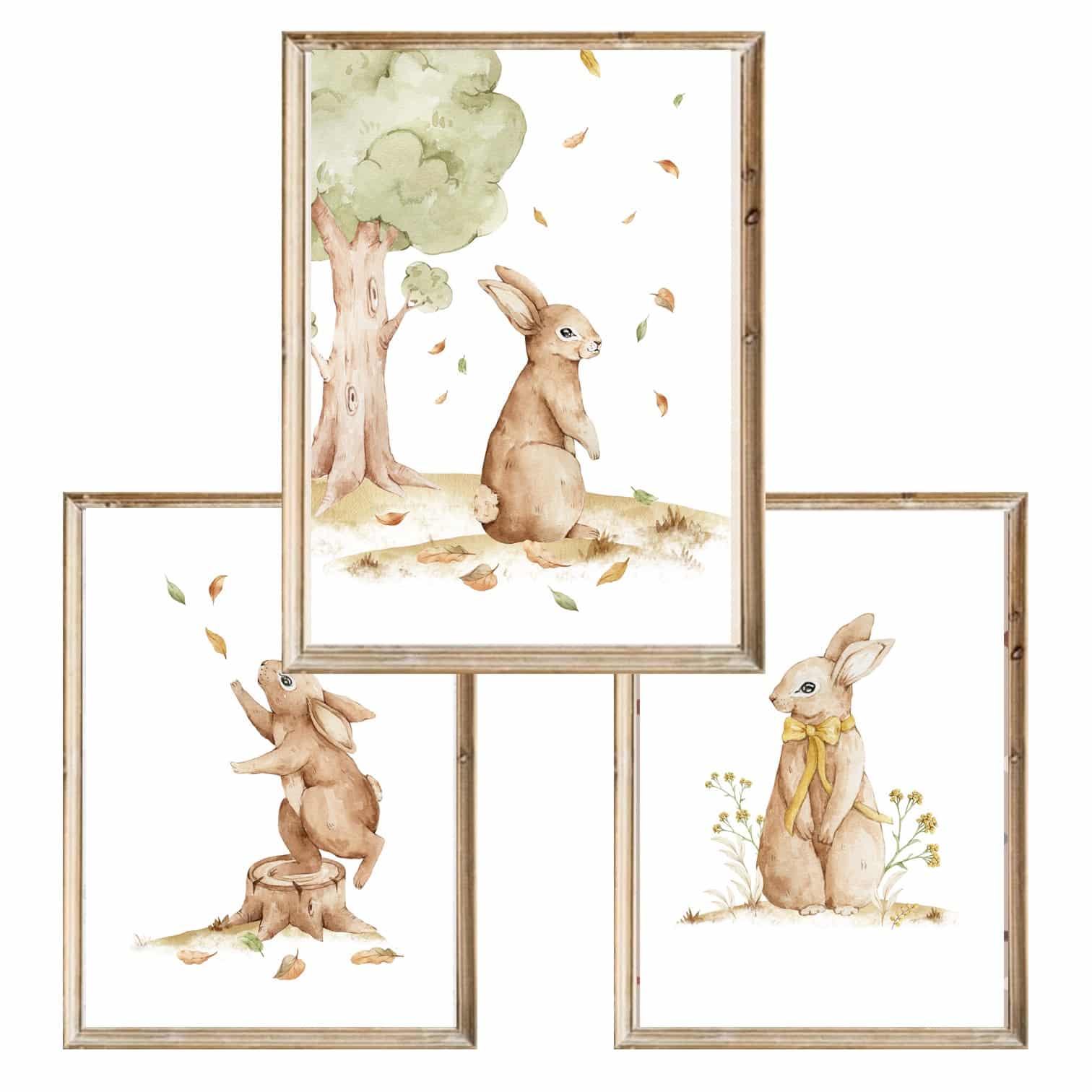 Zestaw trzech plakatów dla dzieci Zajączki - A4