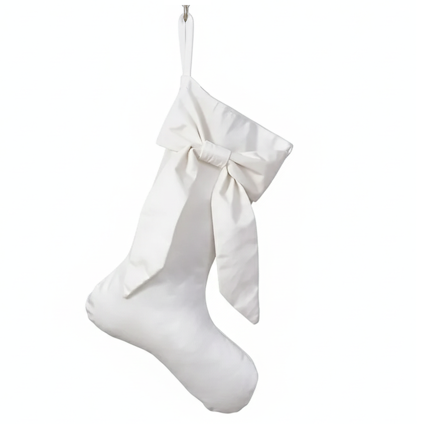 Skarpeta świąteczna z kokardą biała UT