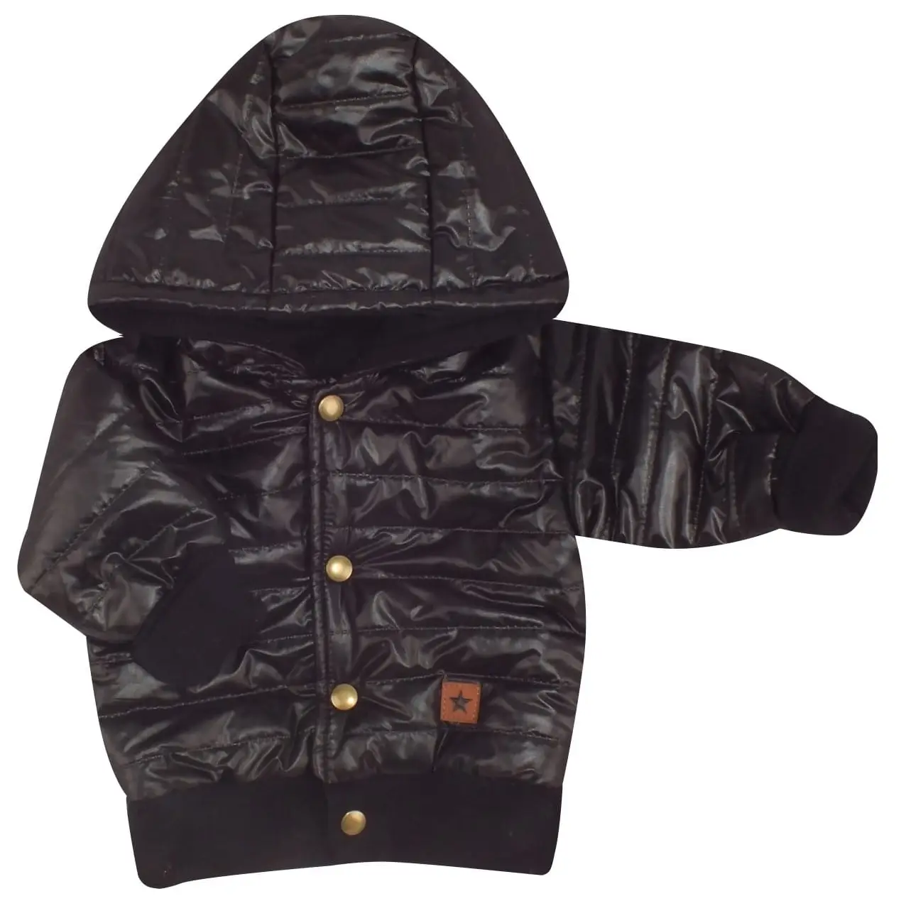 JESIENNA KURTKA PIKOWANA Z KAPTUREM BEJBOLÓWKA CZARNA ZZ - 68