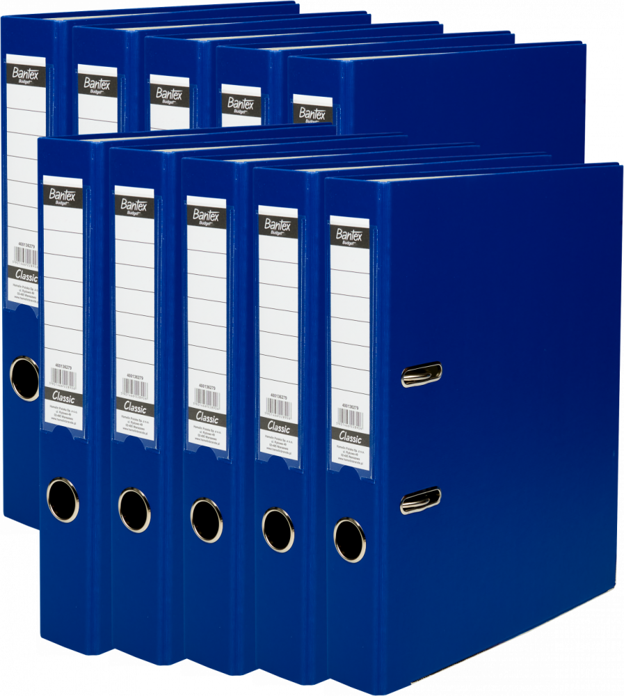 10x Segregator A4 Bantex Budget Classic, 50mm, do 350 kartek, ciemnoniebieski