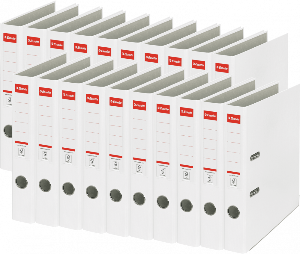20x Segregator A4 Esselte, 50mm, do 350 kartek, ekonomiczny, biały