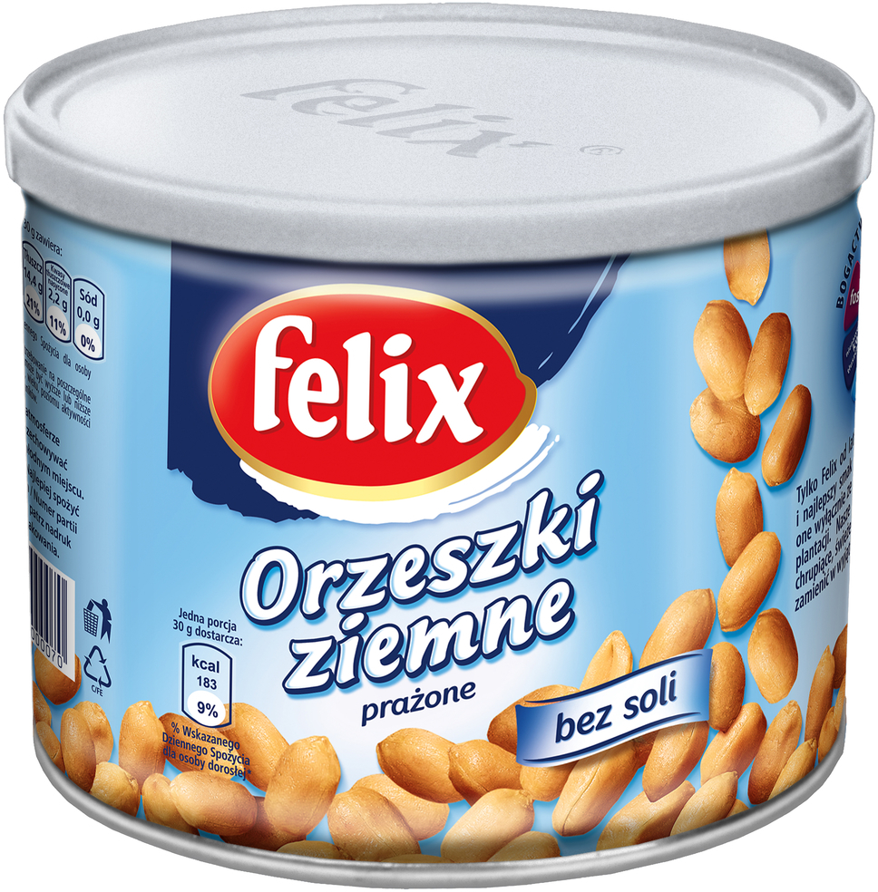 Orzechy ziemne prażone Felix, bez tłuszczu i soli, 140g