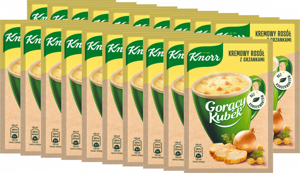20x Zupa Knorr Gorący Kubek, krem z kury z grzankami, 16g
