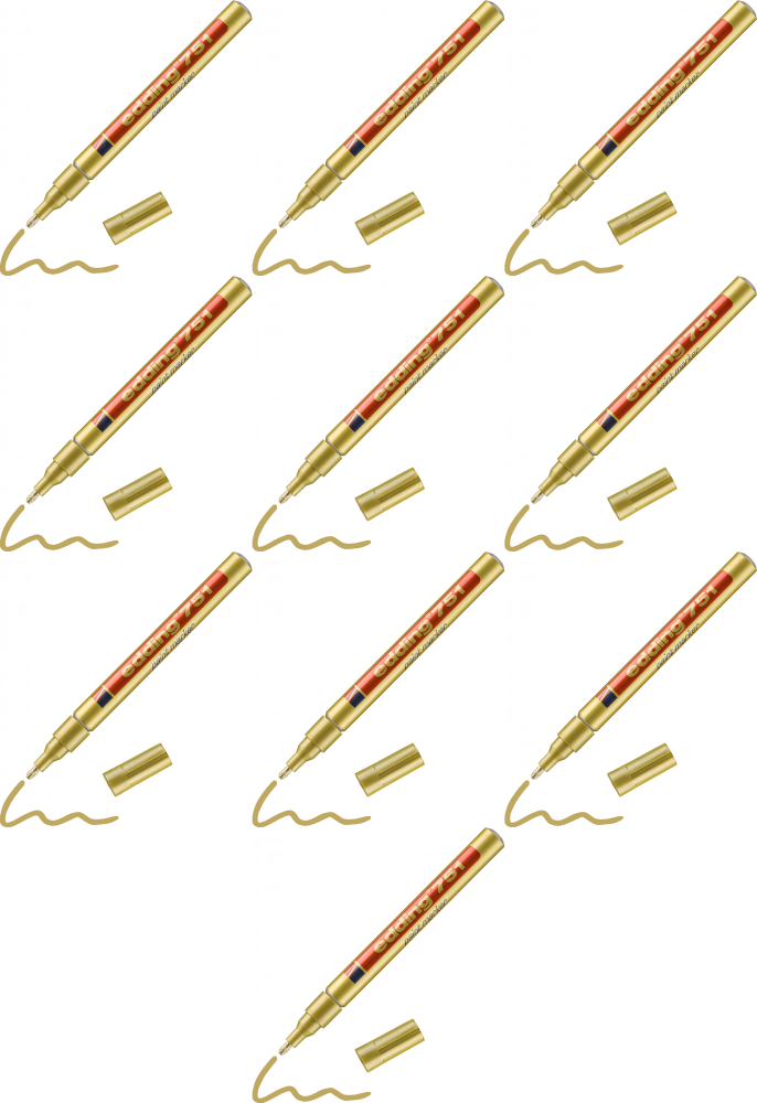 10x Marker olejowy edding 751, w aluminiowej obudowie, okrągła, 1-2mm, złoty