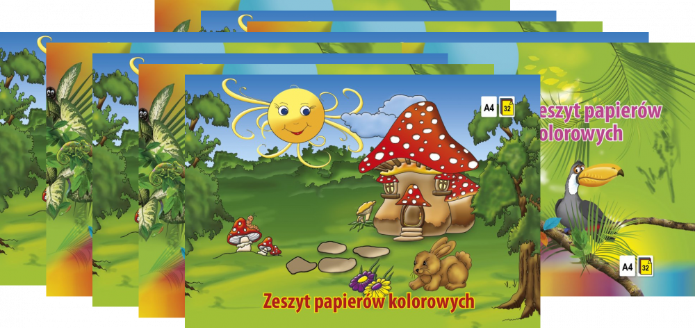 10x Zeszyt papierów kolorowych Kreska, A4, 32 kartki, mix kolorów