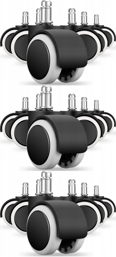 3x Kółka do krzeseł Nowy Styl, 11mm, guma, 5 sztuk, szaro-czarny