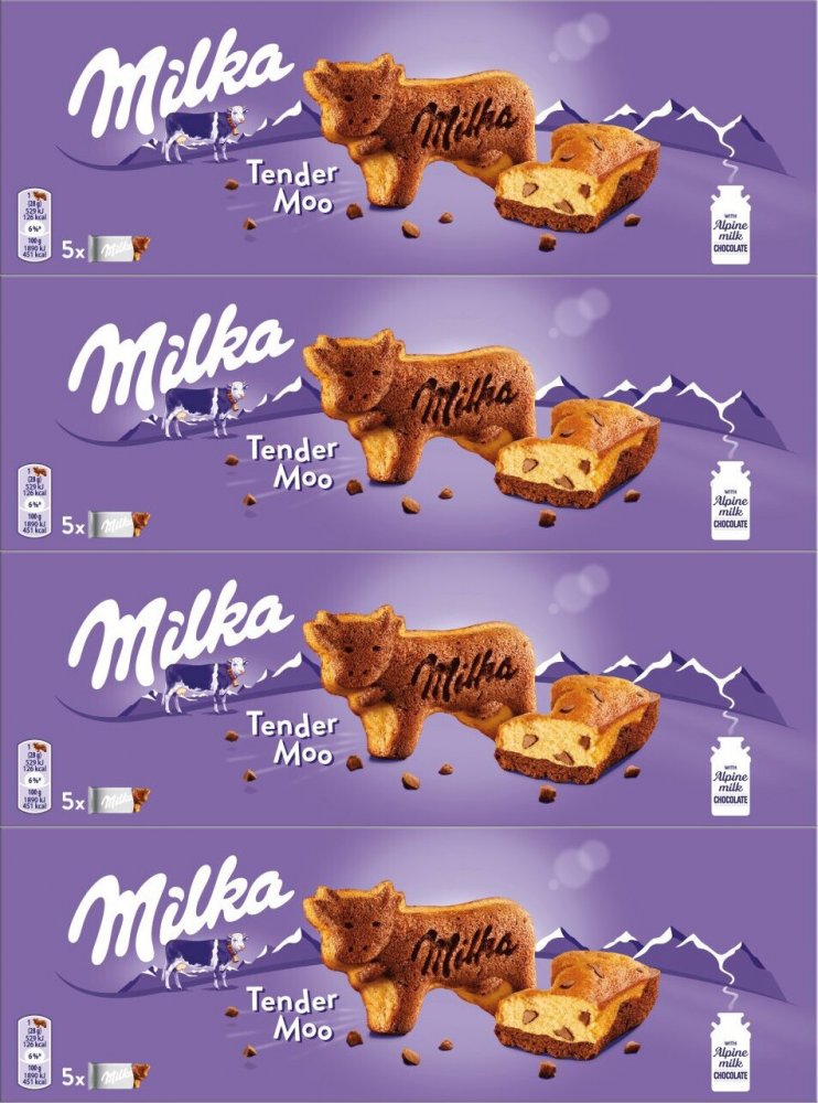4x Ciastka Milka Tender Moo, z kawałkami czekolady, 140g