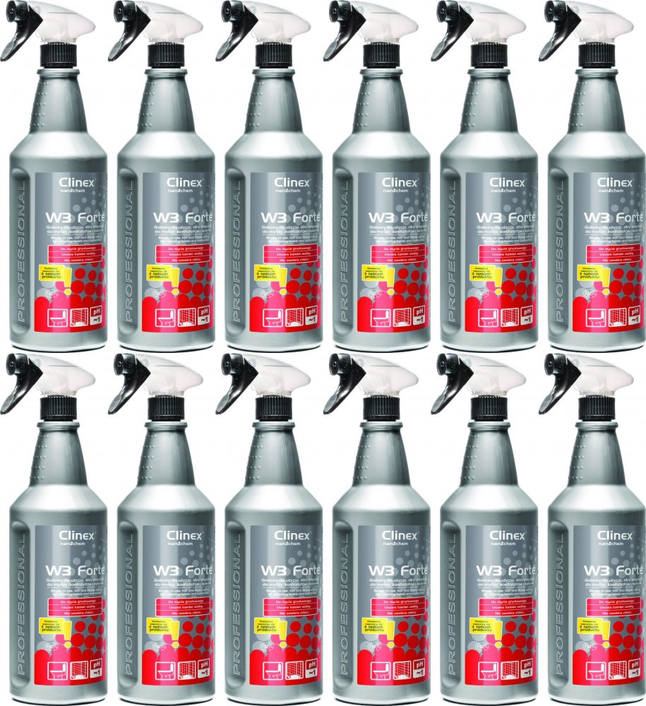 12x Preparat do mycia sanitariatów i łazienek Clinex W3 Forte, 1l