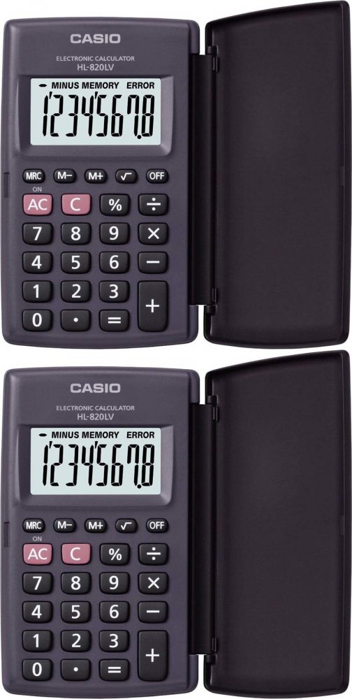 2x Kalkulator kieszonkowy Casio HL-820LV-S BK, 8 cyfr, czarny