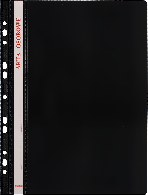Skoroszyt plastikowy oczkowy Biurfol, do akt osobowych, A4, do 200 kartek, czarny