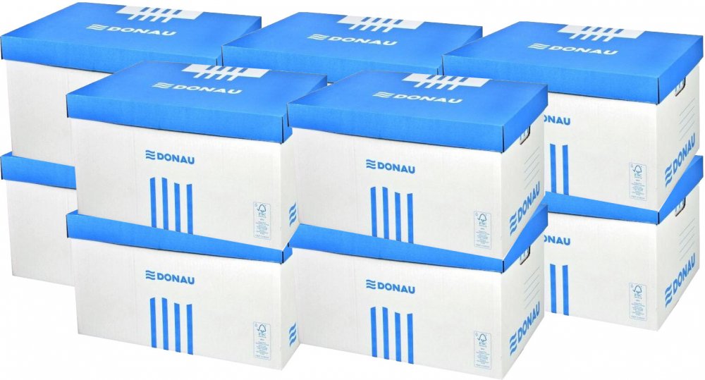 10x Pudło archiwizacyjne zbiorcze Donau, 545mm, do 6 pudeł 80mm, otwierane od góry, niebieski
