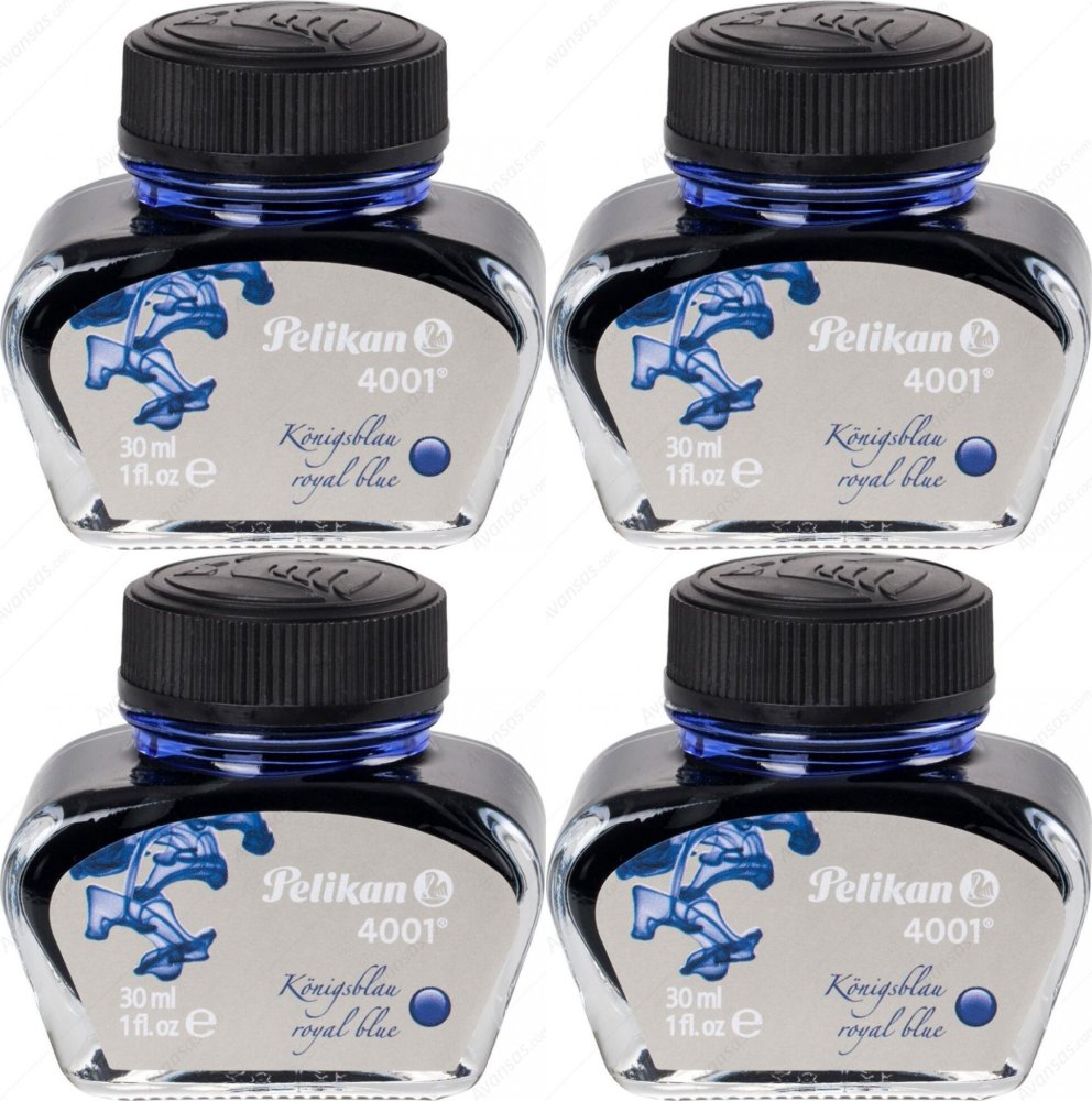 4x Atrament Pelikan 4001, 30ml, niebieski