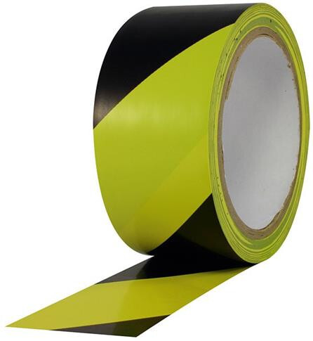 Taśma ostrzegawcza samoprzylepna, 50mm/33m, żółto-czarny