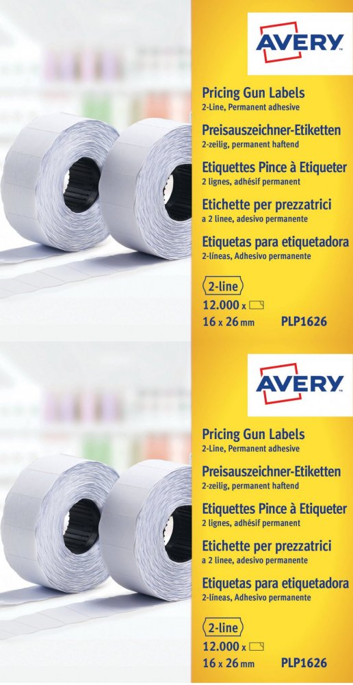 2x Etykiety cenowe Avery Zweckform, 16x26 mm, 1200 sztuk, 10 rolek, biały