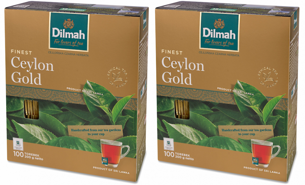 2x herbata czarna w kopertach Dilmah Ceylon Gold, 100 sztuk x 2g