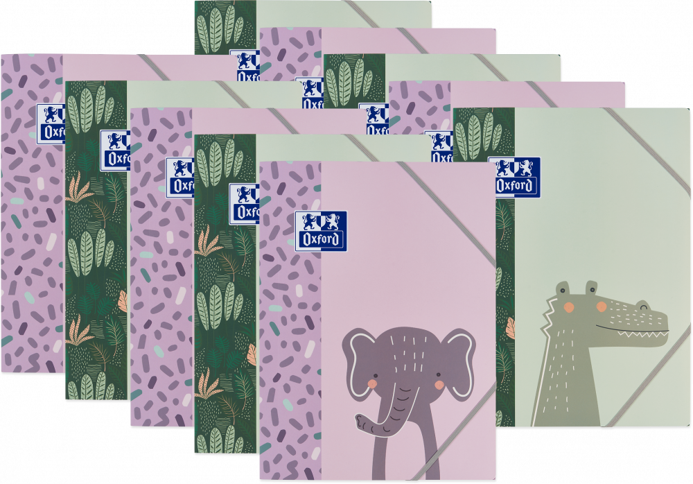 10x Teczka z gumką Oxford Kids, A4, Soft Touch, mix wzorów