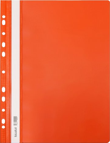 Skoroszyt plastikowy oczkowy Biurfol, twardy, A4, do 200 kartek, pomarańczowy
