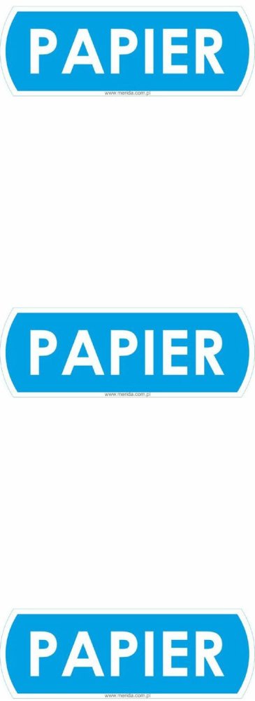 3x Etykieta (naklejka) na kosz do segregacji Merida DX673, "papier", 10x3.5cm, niebieski, 1 sztuka