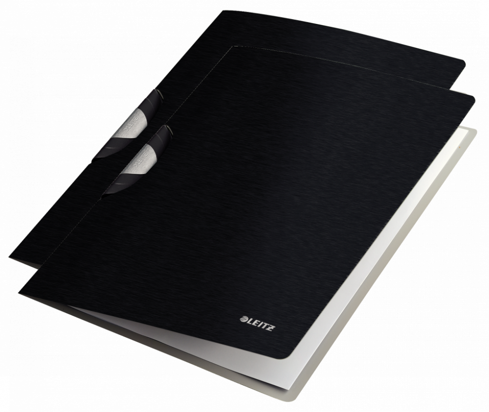 2x Skoroszyt plastikowy z klipsem Leitz Style ColorClip Professional, A4, do 40 kartek, czarny