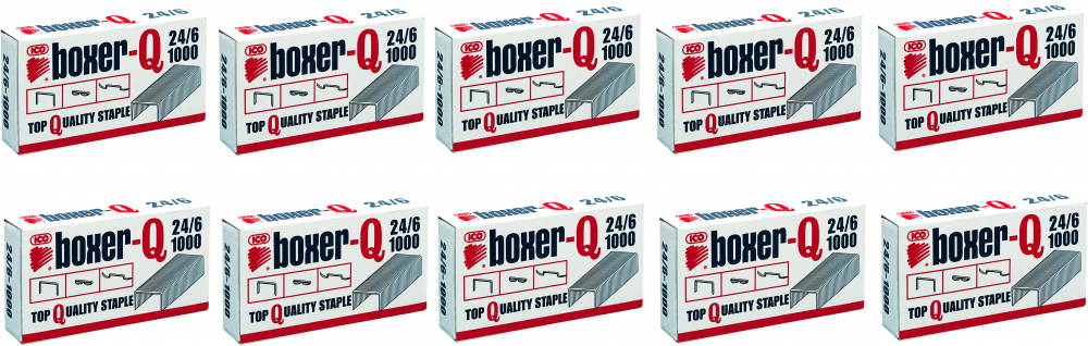 10x zszywki ICO Boxer, 24/6, galwanizowane, 1000 sztuk, srebrny