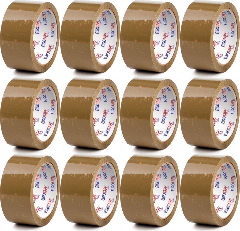 12x Taśma pakowa Dalpo, cicha, akrylowa, 48mmx54m, brązowy