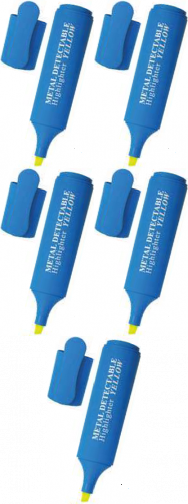 5x Zakreślacz wykrywalny Prohaccp P0556, obudowa niebieska, wkład żółty