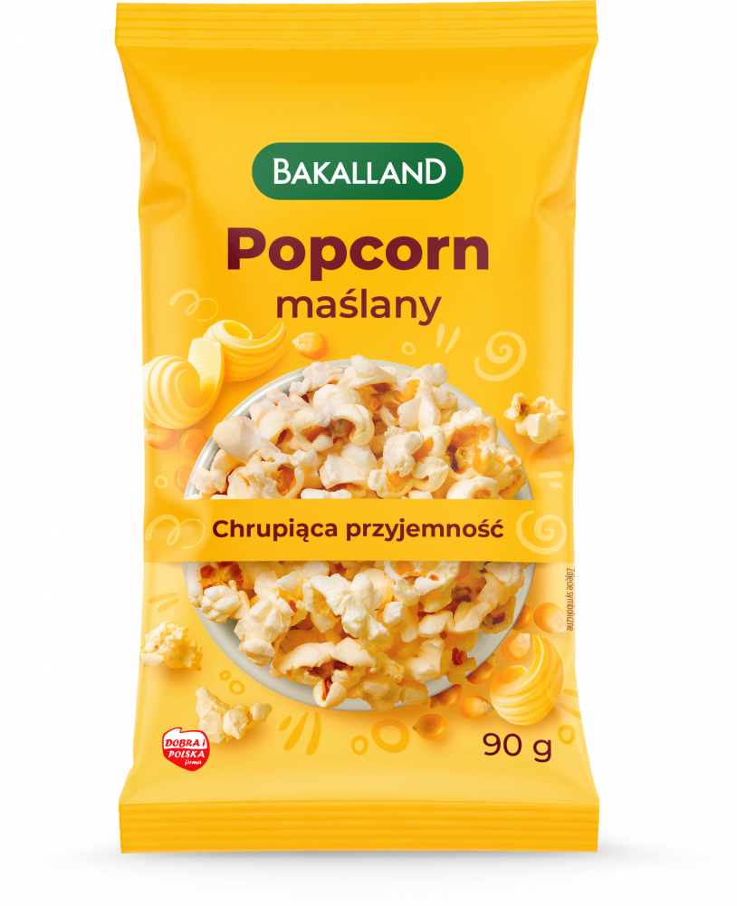 Popcorn Bakalland, maślany, do mikrofalówki, 90g