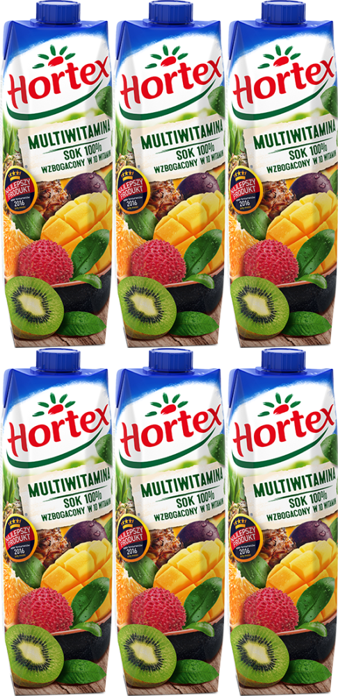 6x Sok multiwitamina Hortex, karton, 1l