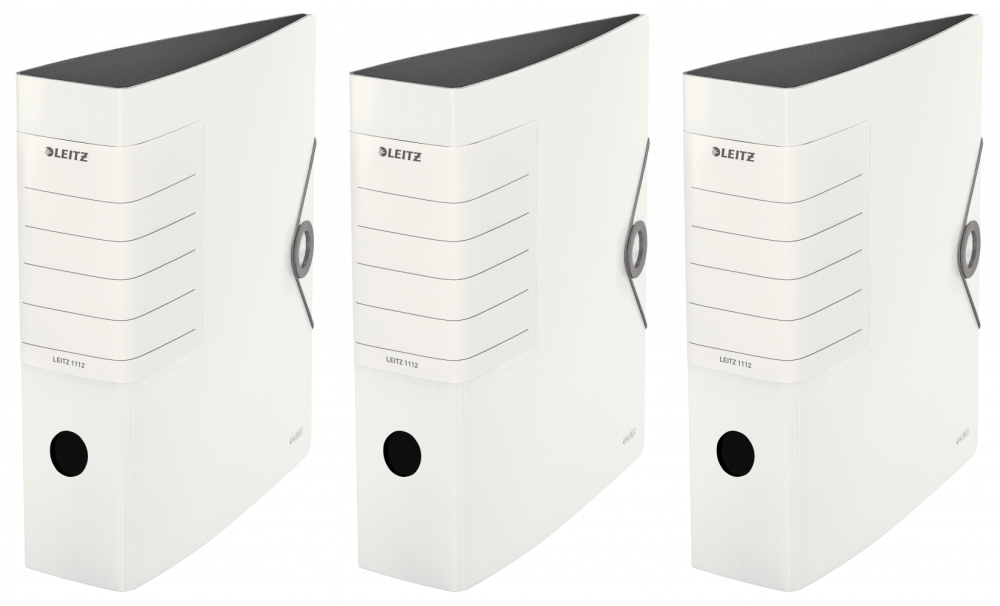 3x Segregator A4 Leitz Solid 180°, 82mm, do 500 kartek, biały