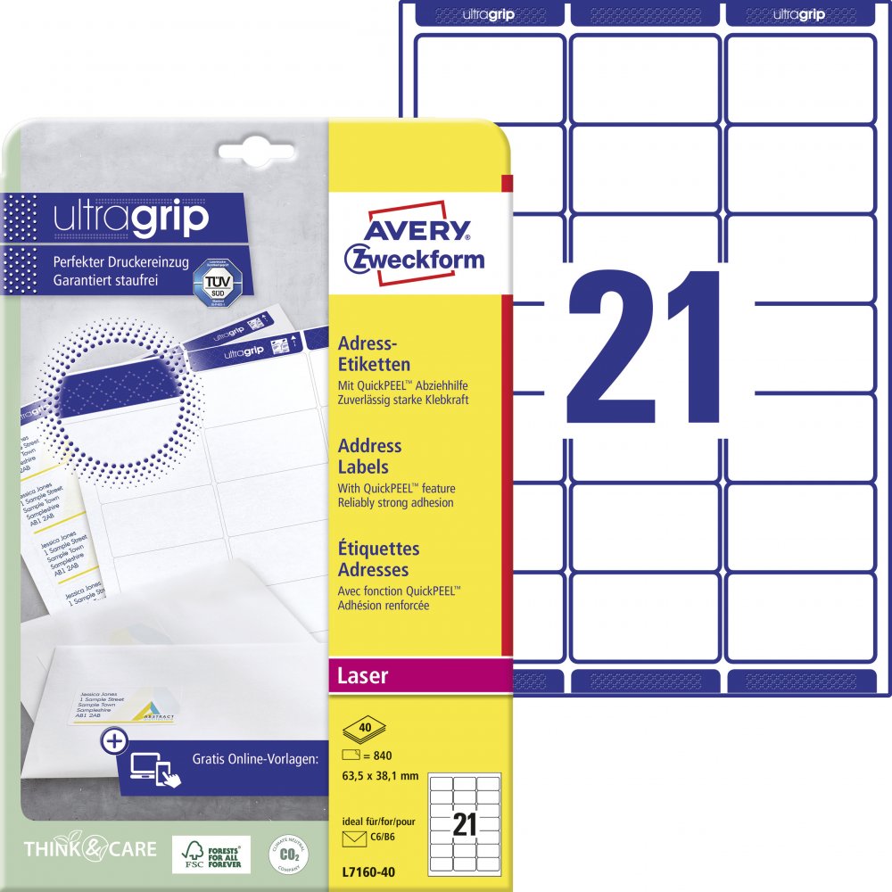 Etykiety adresowe Avery Zweckform QuickPeel, 63.5x38.1mm, 40 arkuszy, biały