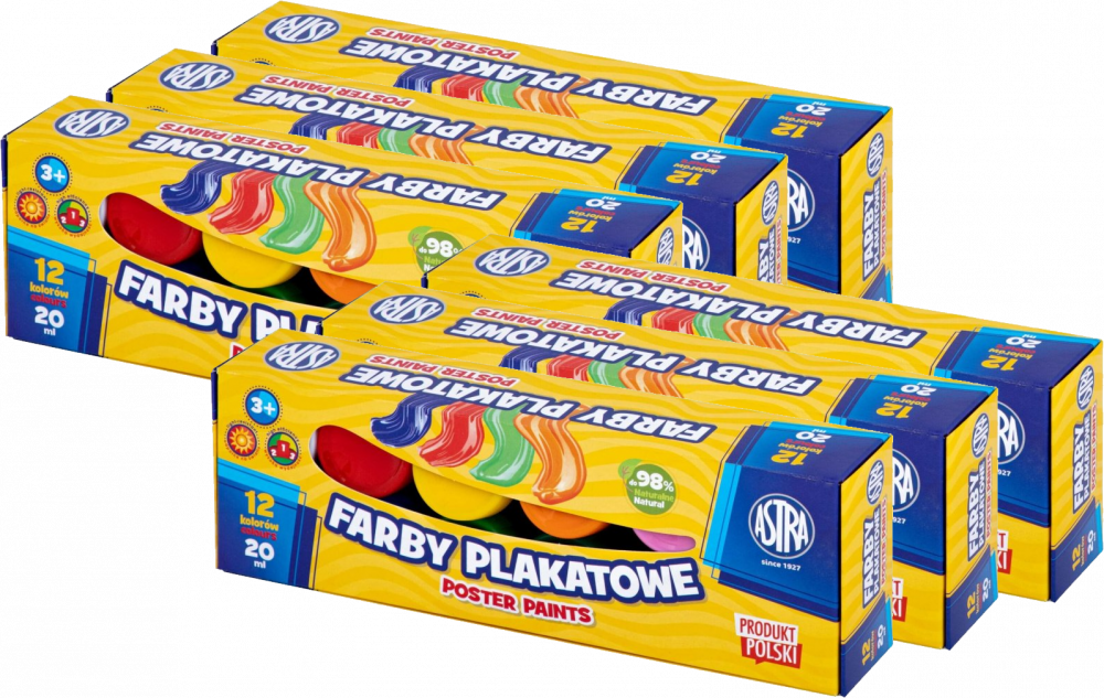 6x Farby plakatowe Astra, 20ml, 12 sztuk, mix kolorów