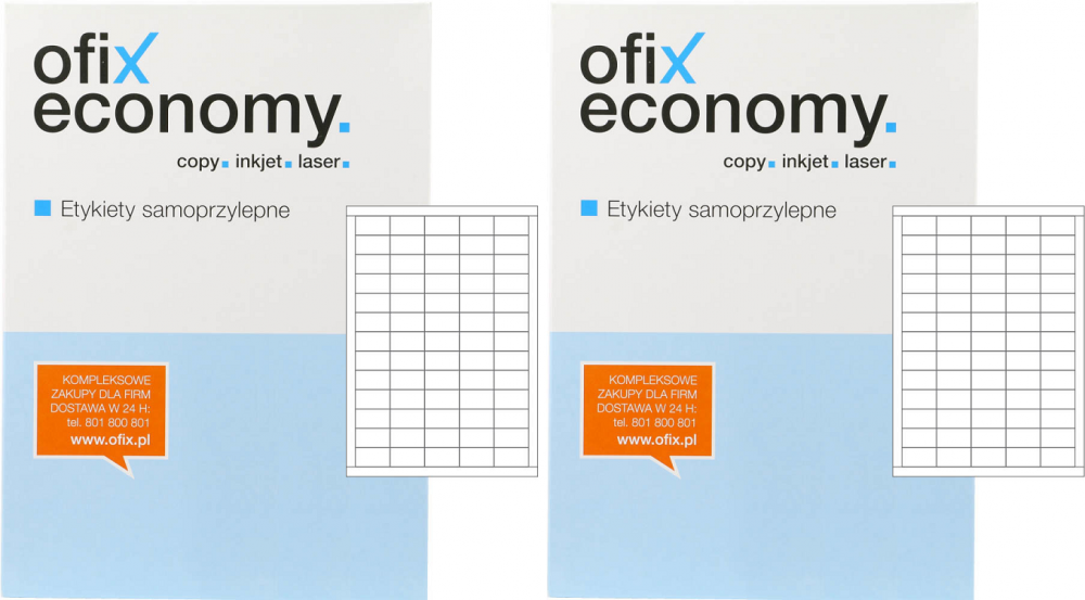 2x Etykiety samoprzylepne Ofix Economy, 38x21.2mm, 100 arkuszy, biały