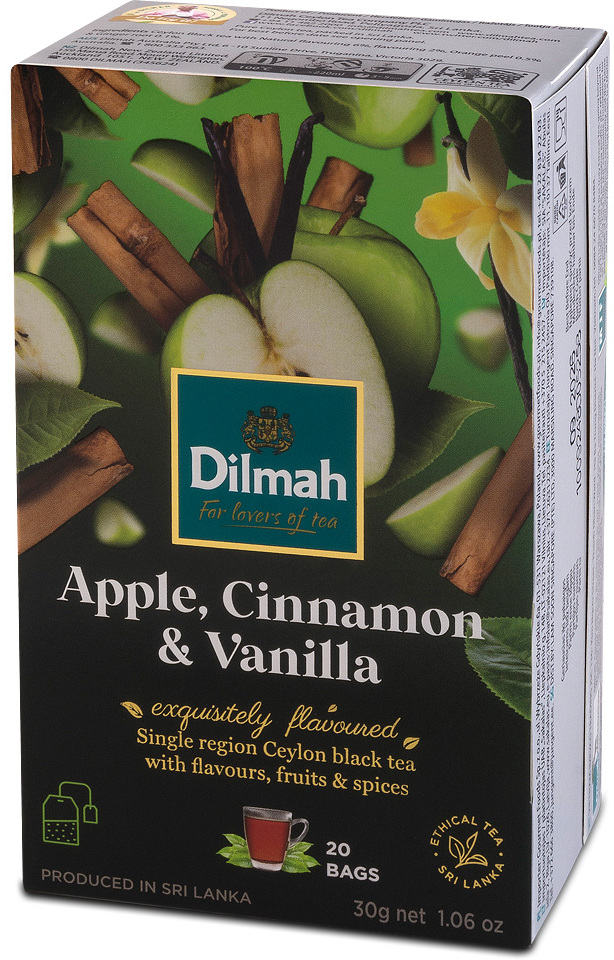Herbata czarna aromatyzowana w torebkach Dilmah Apple, Cinnamon&Vanilla, jabłko/cynamon/wanilia, 20 sztuk x 1.5g