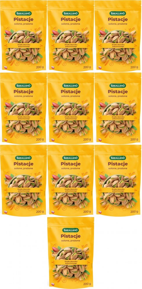 10x Pistacje prażone Bakalland, solone, 200g