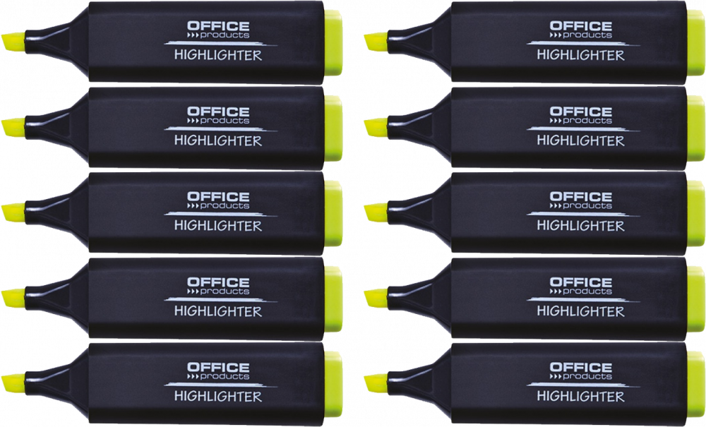 10x Zakreślacz Office Products, ścięta, 1-5mm, żółty