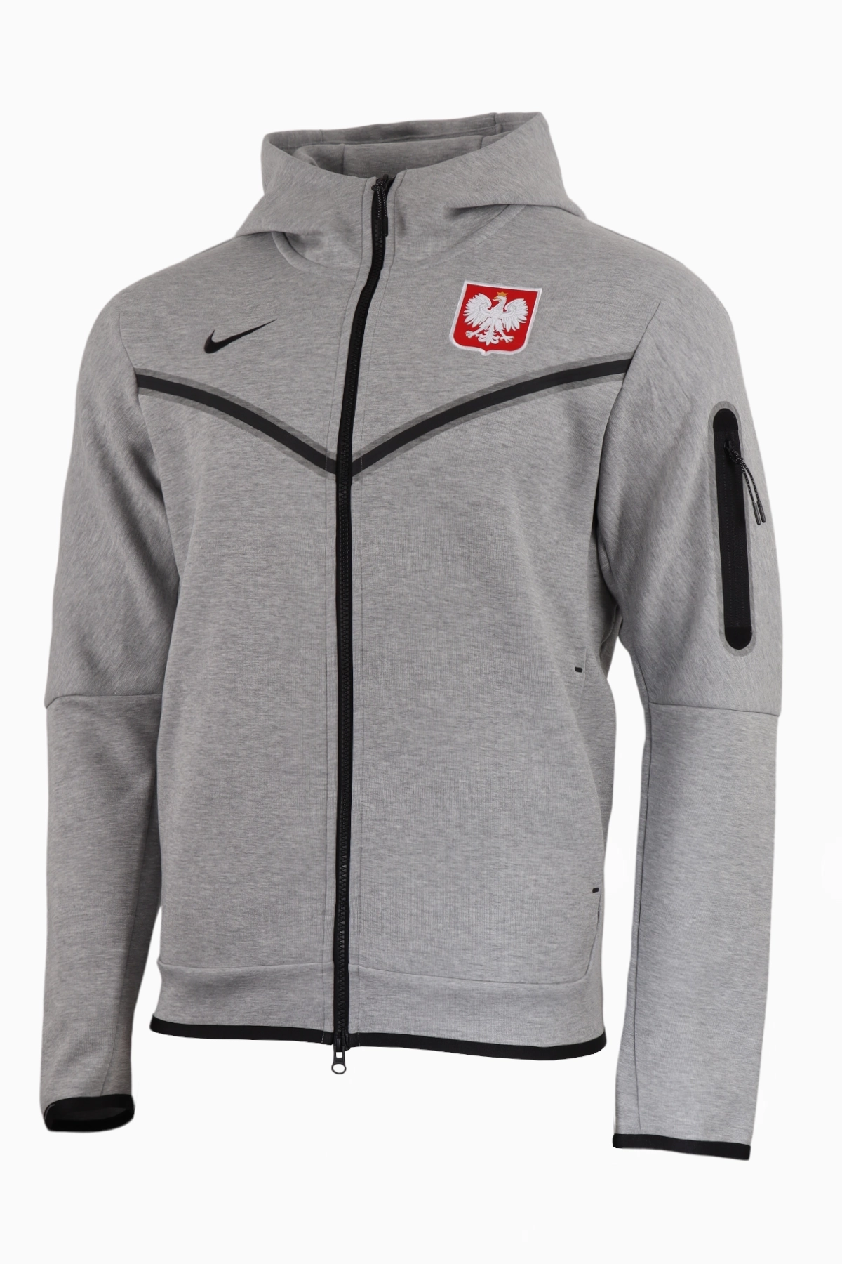 Bluza z kapturem Reprezentacji Polski Nike Tech Fleece Windrunner FZ - Szary