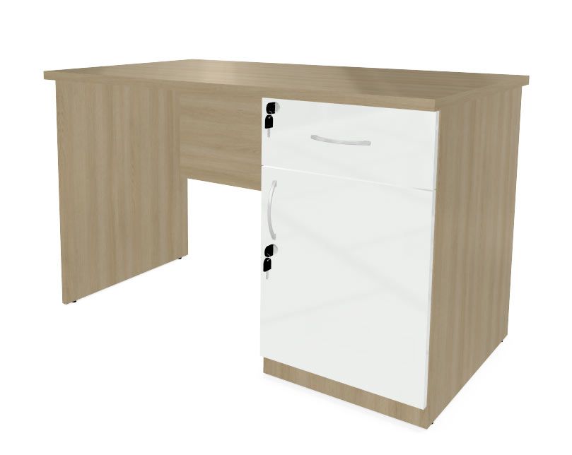 HEBE BP22/7 Biurko szafkowe prawe 118,5x70x74h (Kolor korpusu: Dąb Lindberg)