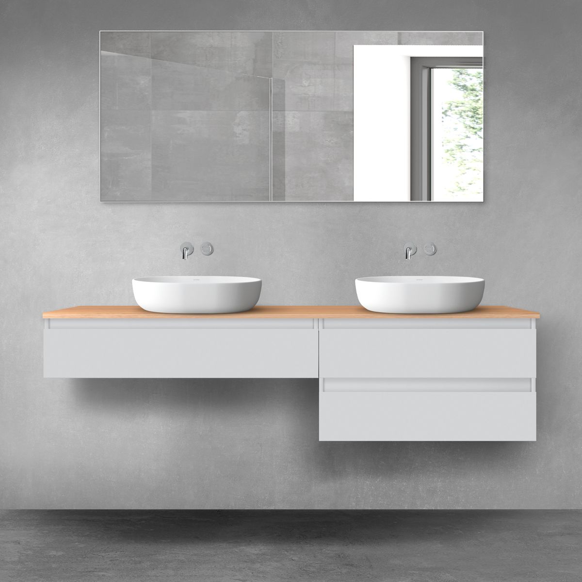 Oltens Vernal zestaw mebli łazienkowych 180 cm z blatem szary mat/dąb 68562700 - Wysyłka w 24h