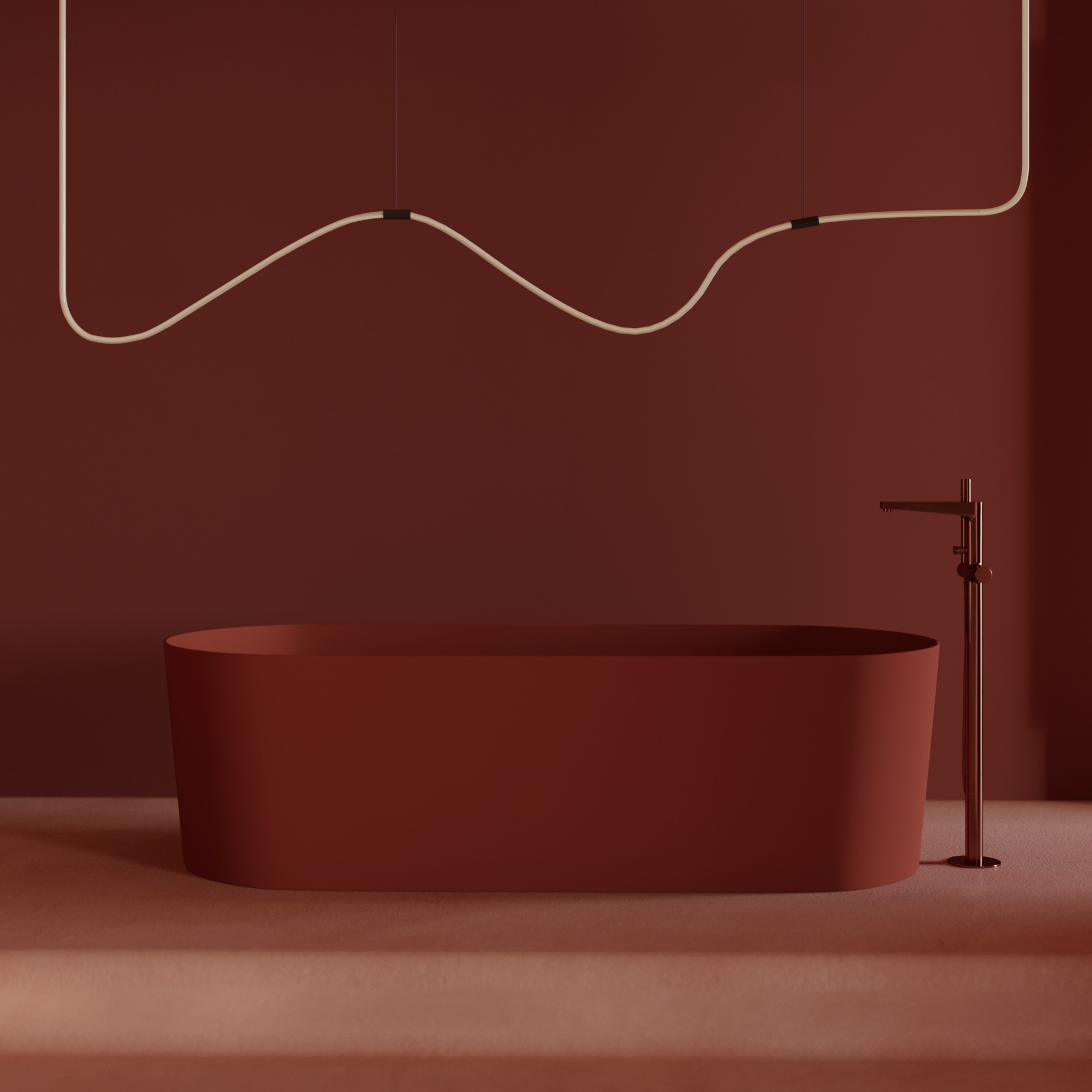 Omnires Contour bateria wannowo-prysznicowa wolnostojąca miedź szczotkowana CT8033CPB