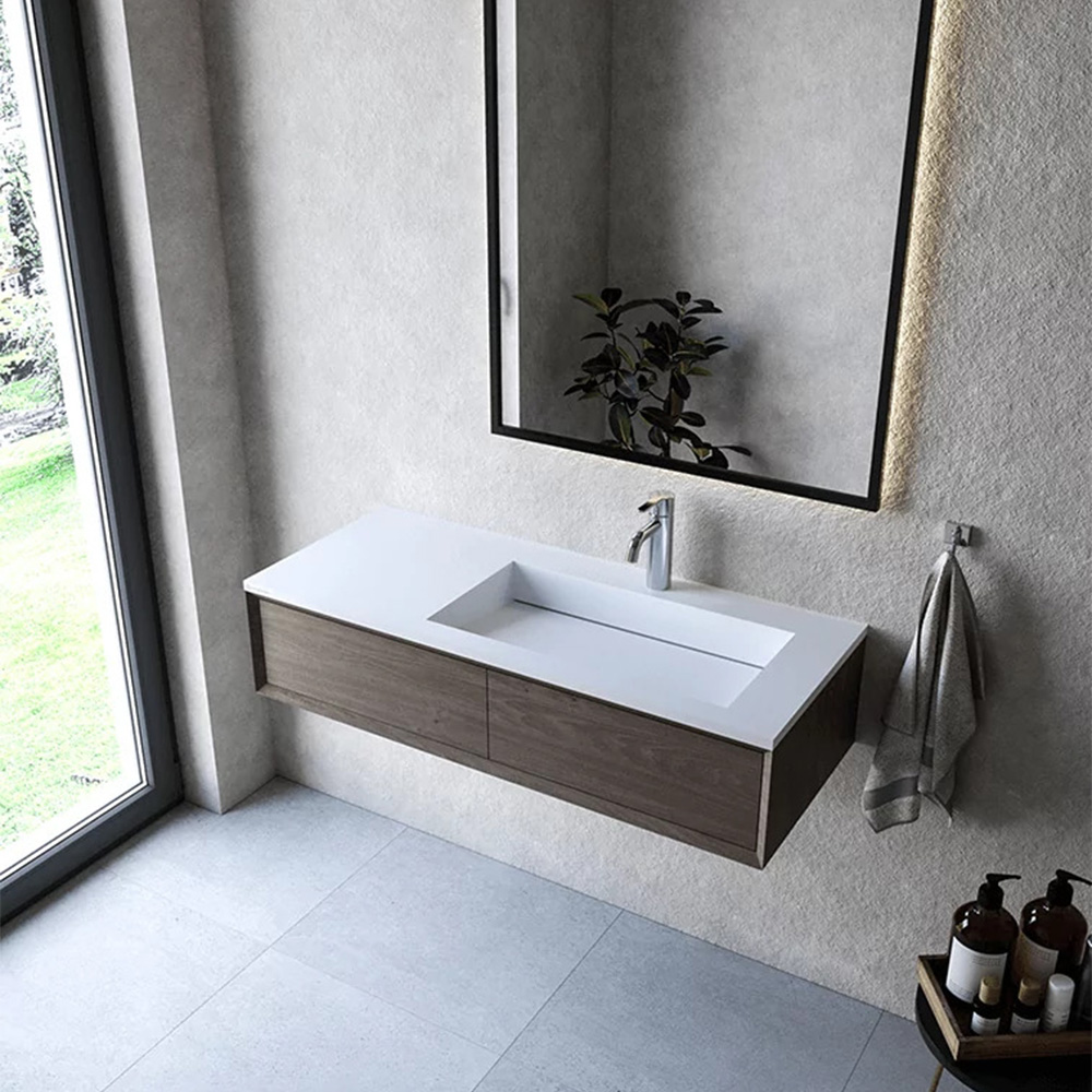 Cristalstone Linea Ideal umywalka 110x45 cm wpuszczana prostokątna biały U1100-MBPOLC/CR