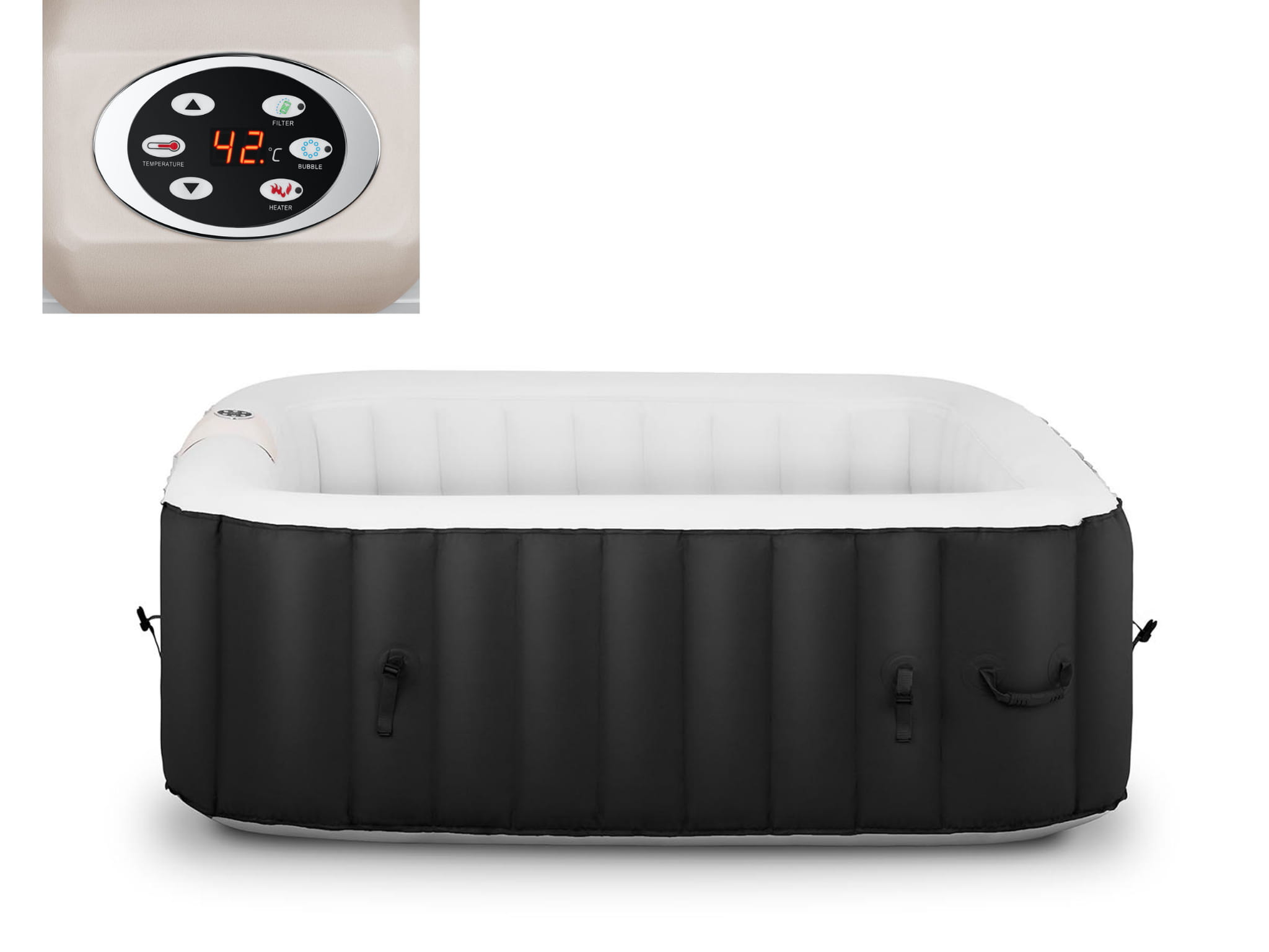 Jacuzzi ogrodowe 600L na 4 osoby, czarno-białe